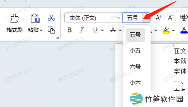 在文档编辑软件中调整字体大小