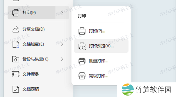 预览打印效果